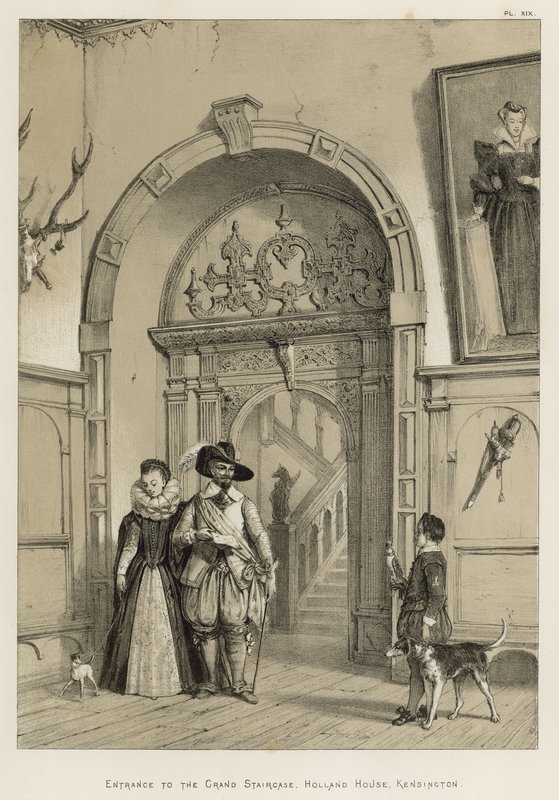 Ingång till Grand Staircase, Holland House, Kensington av Joseph Nash