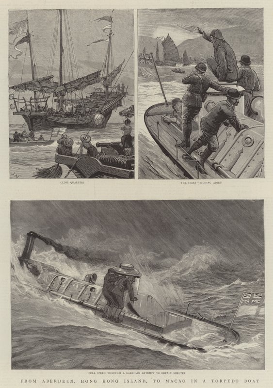 Från Aberdeen, Hong Kong Island, till Macao i en torpedobåt av Joseph Nash