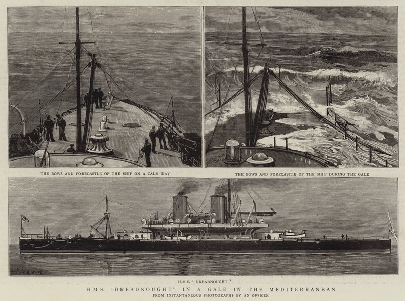 H M S Dreadnought i en kuling i Medelhavet av Joseph Nash