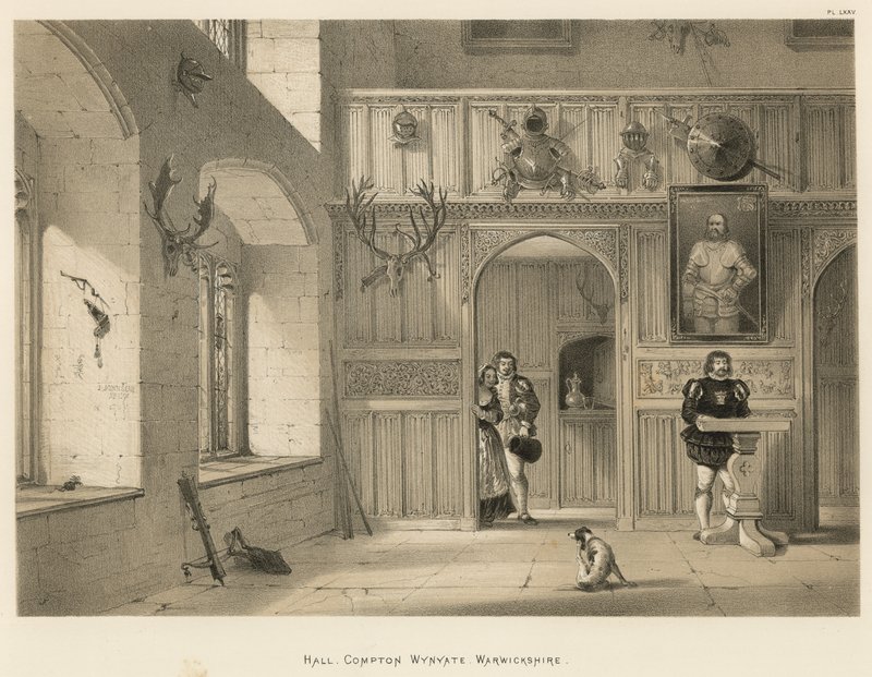 Hall, Compton Wynyate, Warwickshire av Joseph Nash