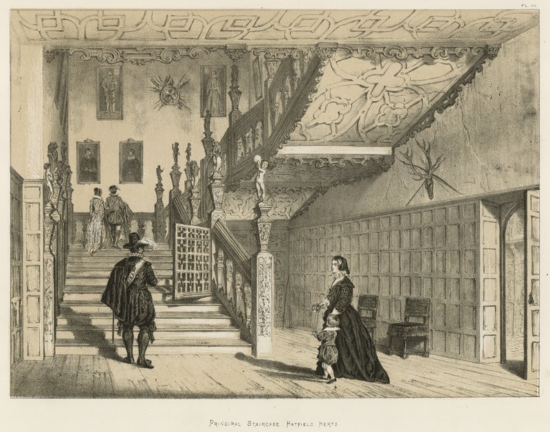 Huvudtrappa, Hatfield, Herts av Joseph Nash