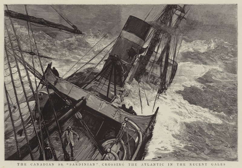 Den kanadensiska SS Sardinian korsar Atlanten i de senaste stormarna av Joseph Nash