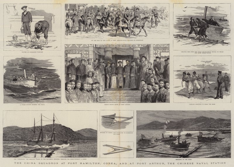 China Squadron i Port Hamilton, Corea, och vid Port Arthur, den kinesiska flottstationen av Joseph Nash