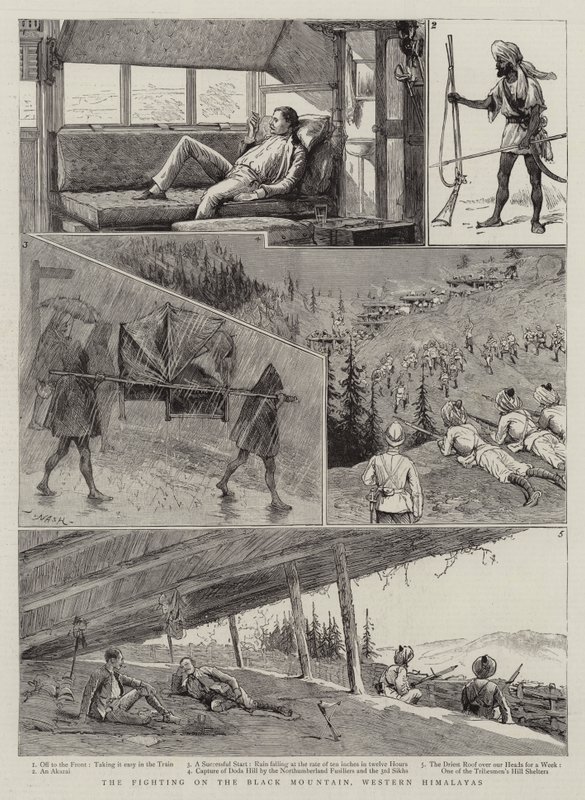 Striderna på det svarta berget, västra Himalaya av Joseph Nash