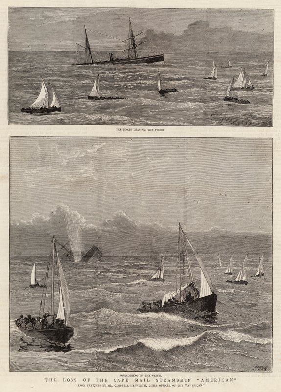 Förlusten av Cape Mail Steamship American av Joseph Nash