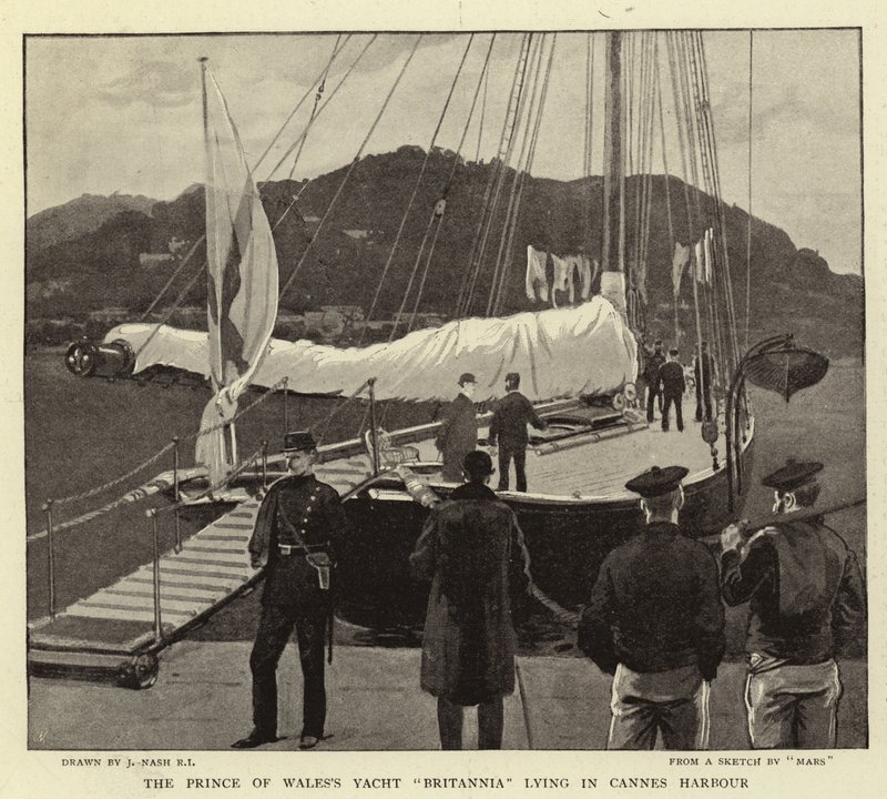 Prinsen av Wales Yacht Britannia ligger i Cannes hamn av Joseph Nash