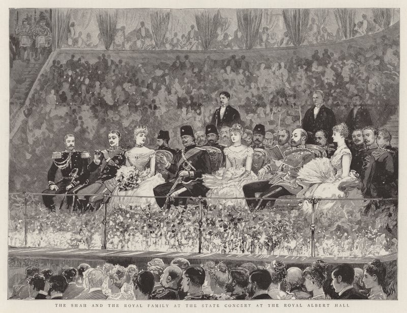 Shahen och kungafamiljen på statskonserten i Royal Albert Hall av Joseph Nash