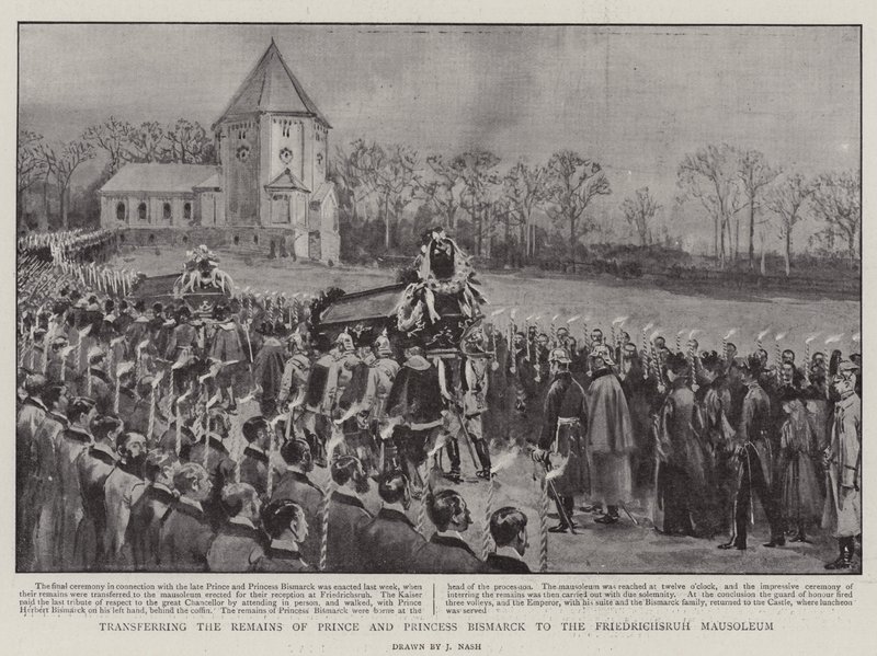 Överföra resterna av prinsen och prinsessan Bismarck till Friedrichsruhs mausoleum av Joseph Nash