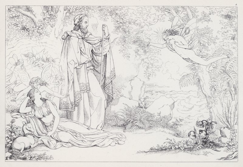 Shakespeares Stormen, akt I, scen 2 av Joseph Noel after Paton