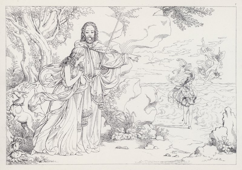 Shakespeares Stormen, akt I, scen 2 av Joseph Noel after Paton
