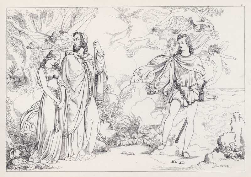 Shakespeares Stormen, akt I, scen 2 av Joseph Noel after Paton