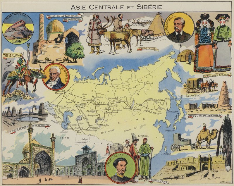 Centralasien och Sibirien (färglitografi) av Joseph Porphyre Pinchon