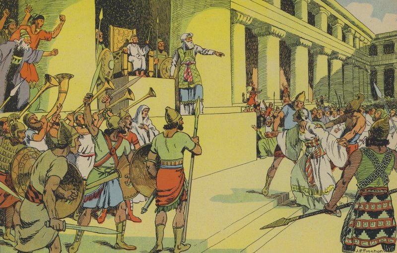 Athalie och Joash (färglitografi) av Joseph Porphyre Pinchon