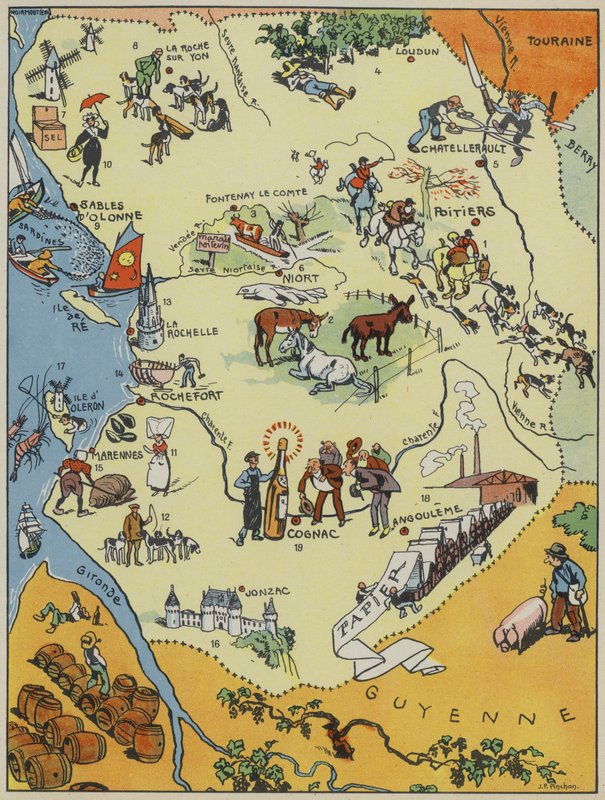 Aunis Et Saintonge-Angoumois-Poitou (färglitografi) av Joseph Porphyre Pinchon