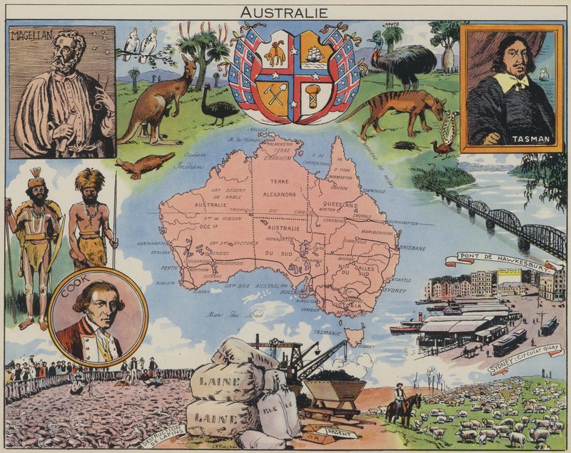 Australien (färglitografi) av Joseph Porphyre Pinchon