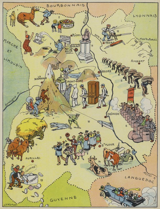 Auvergne (färglitografi) av Joseph Porphyre Pinchon