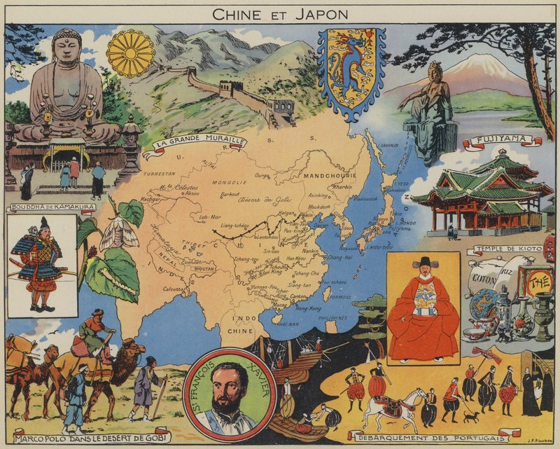 Kina och Japan (färglitografi) av Joseph Porphyre Pinchon
