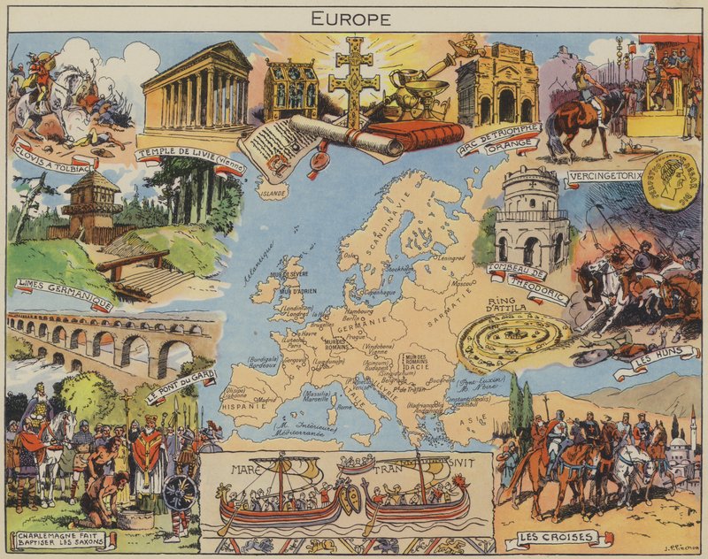 Europa (färglitografi) av Joseph Porphyre Pinchon