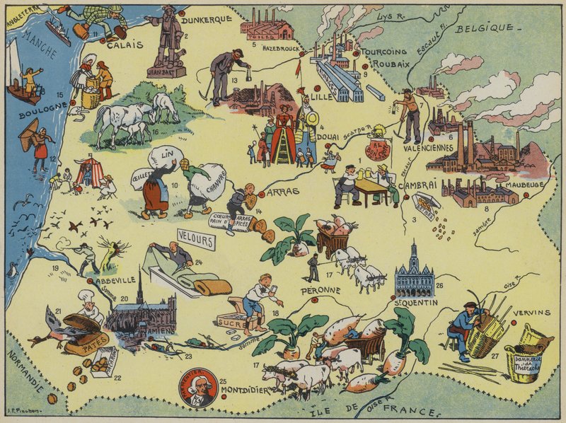 Flandern, Artois, Picardie (färglitografi) av Joseph Porphyre Pinchon