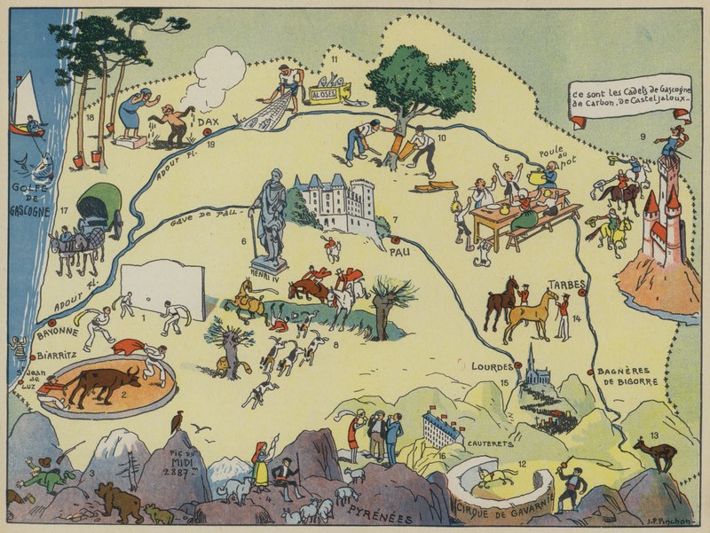 Gascogne-Bearn (färglitografi) av Joseph Porphyre Pinchon