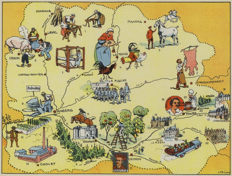 Maine-Anjou-Touraine (färglitografi) av Joseph Porphyre Pinchon