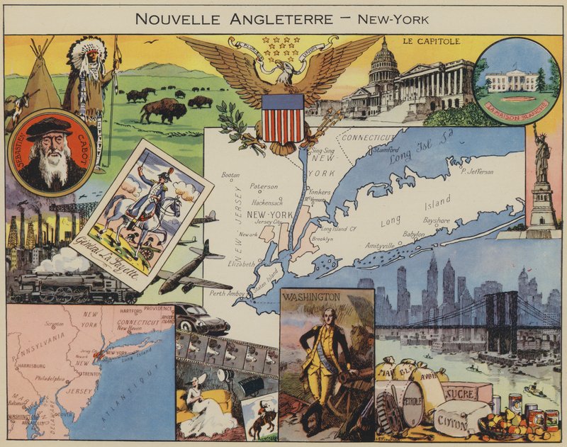New England, New York (färglitografi) av Joseph Porphyre Pinchon