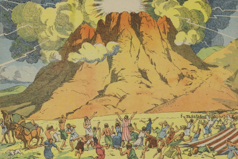 Utfärdande av de tio budorden (färglitografi) av Joseph Porphyre Pinchon