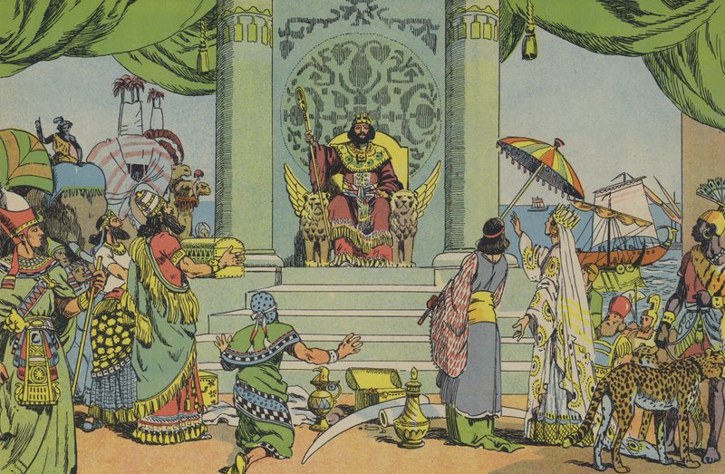 Salomo i sin prakt (färglitografi) av Joseph Porphyre Pinchon
