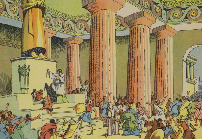 Mattathias revolt (färglitografi) av Joseph Porphyre Pinchon