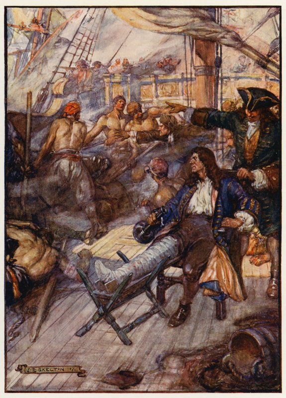 Amiral John Benbow sårad i strid mot fransmännen utanför Cape Santa Marta, Västindien av Joseph Ratcliffe (after) Skelton