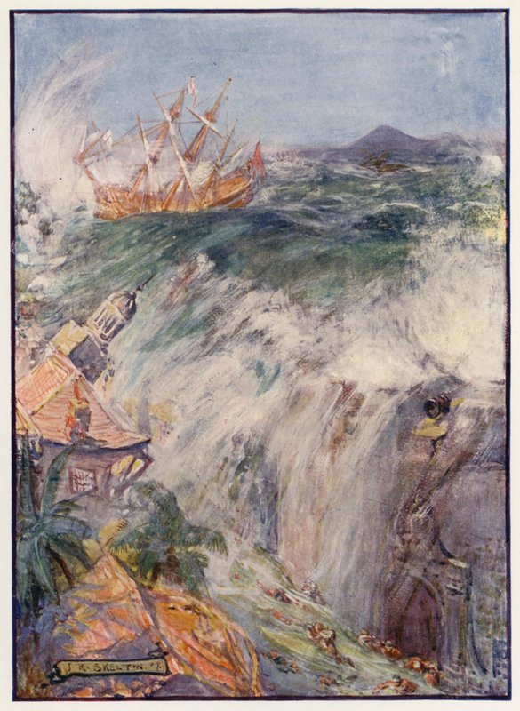 Förstörelse av Port Royal, Jamaica av Joseph Ratcliffe (after) Skelton