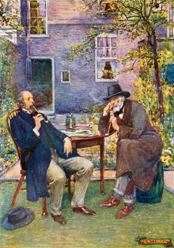 Carlyle (höger) och Tennyson pratar och röker av Joseph Ratcliffe Skelton