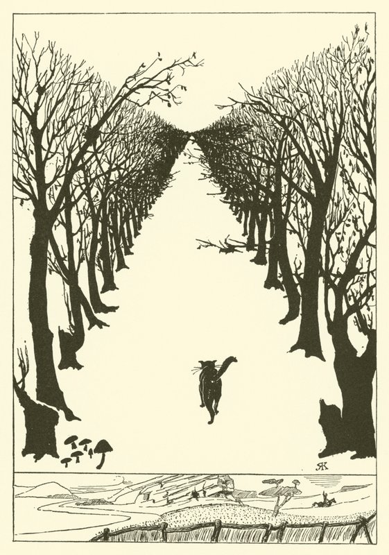 Katten som gick själv (gravyr) av Joseph Rudyard (after) Kipling