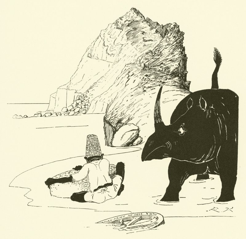 Parseen börjar äta sin tårta (gravyr) av Joseph Rudyard (after) Kipling