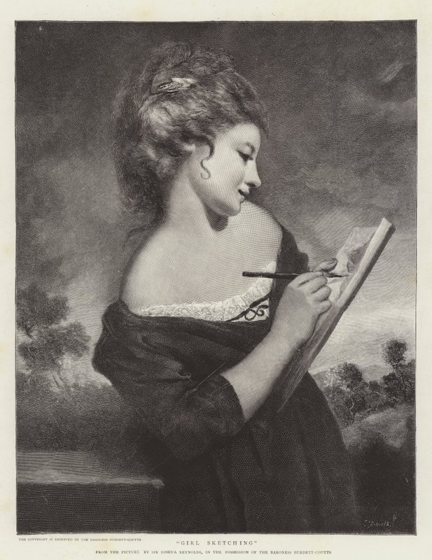 Flicka skissar av Joshua Reynolds