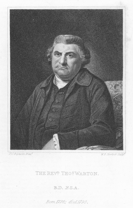 Pastor Thomas Warton, engelsk litteraturhistoriker kritiker och poet (gravyr) av Joshua (after) Reynolds