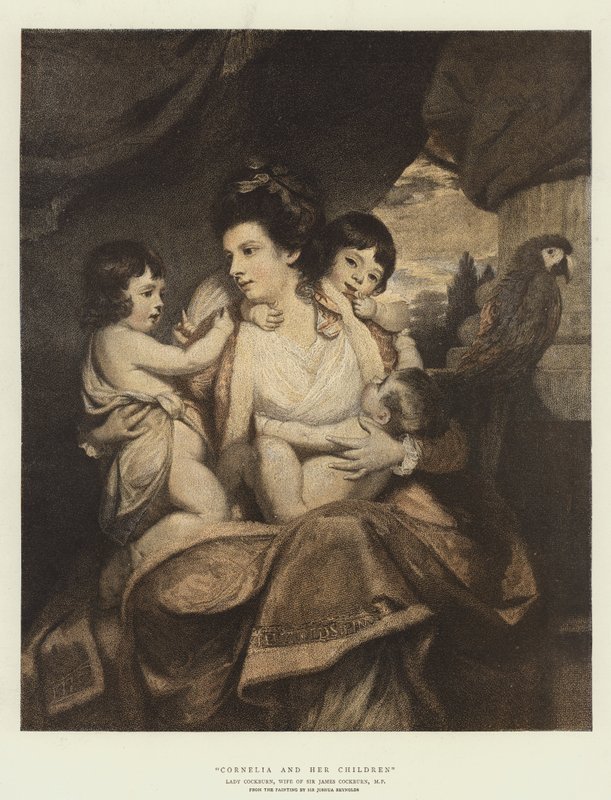 Cornelia och hennes barn (chromolitho) av Joshua Reynolds