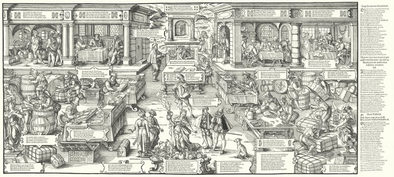 Tyska köpmäns och handelsmäns liv på 1500-talet (gravyr) av Jost (after) Amman