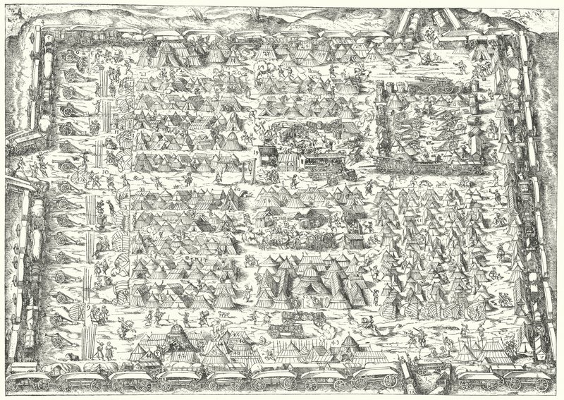 Militärt läger under 1500-talet (gravyr) av Jost (after) Amman
