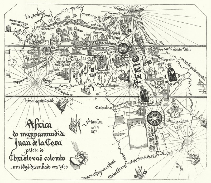 Afrika, från Juan de la Cosas världskarta från 1500 (gravyr) av Juan de la (after) Cosa