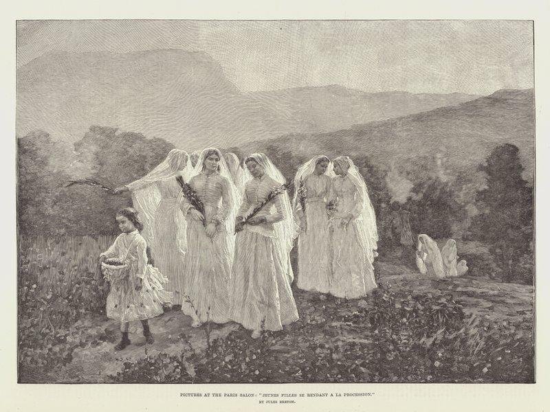 Bilder på Parissalongen, Unga flickor på väg till La Procession av Jules Breton