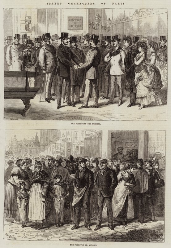 Gatukaraktärer i Paris av Jules Pelcoq
