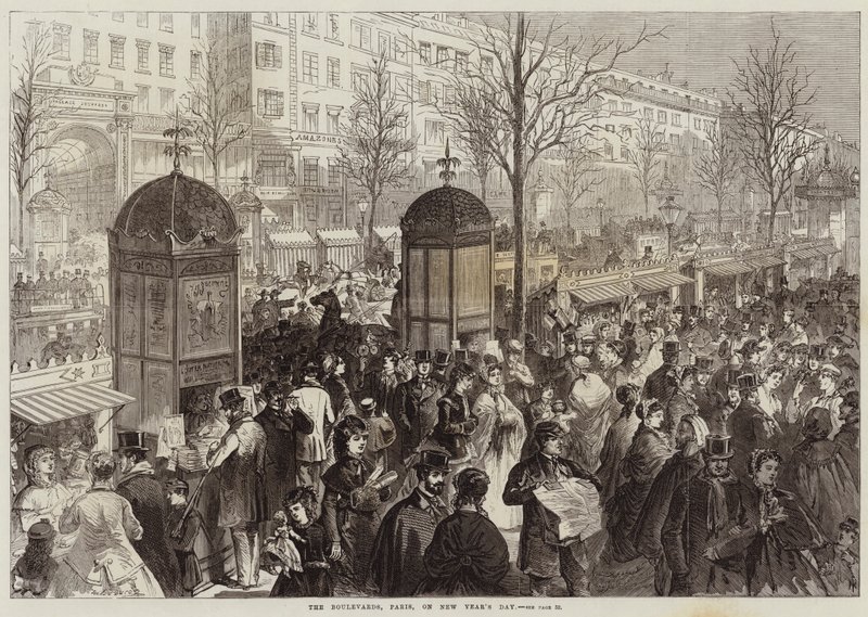 Boulevarderna, Paris, på nyårsdagen av Jules Pelcoq