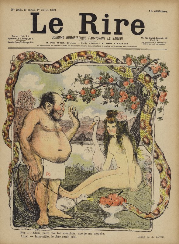 Adam och Eva, Illustration för Le Rire av Jules Abel Faivre