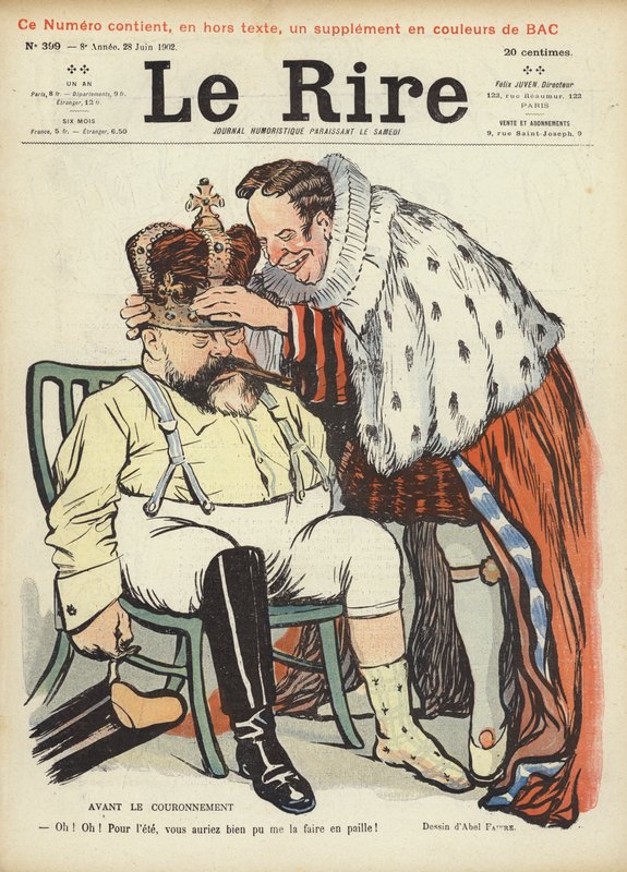 Kröning av kung Edward VII, illustration för Le Rire av Jules Abel Faivre