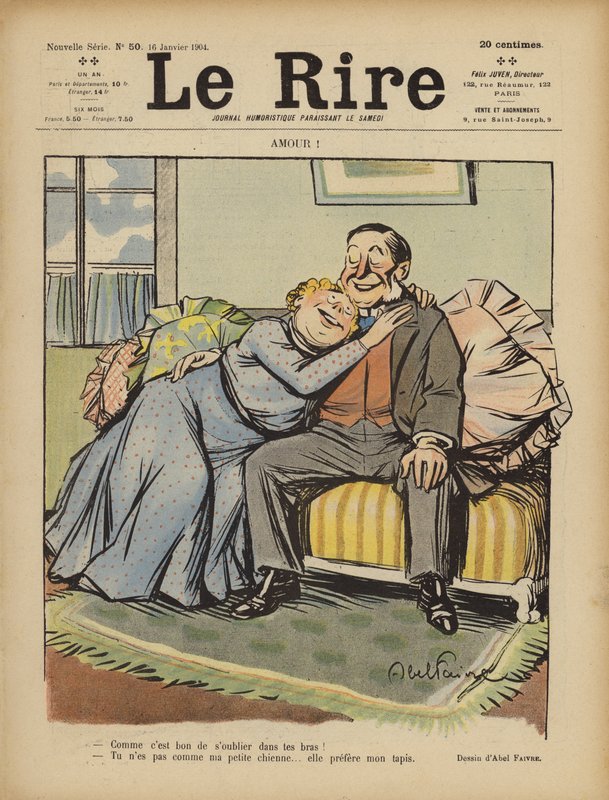 Kärlek! Illustration för Le Rire av Jules Abel Faivre