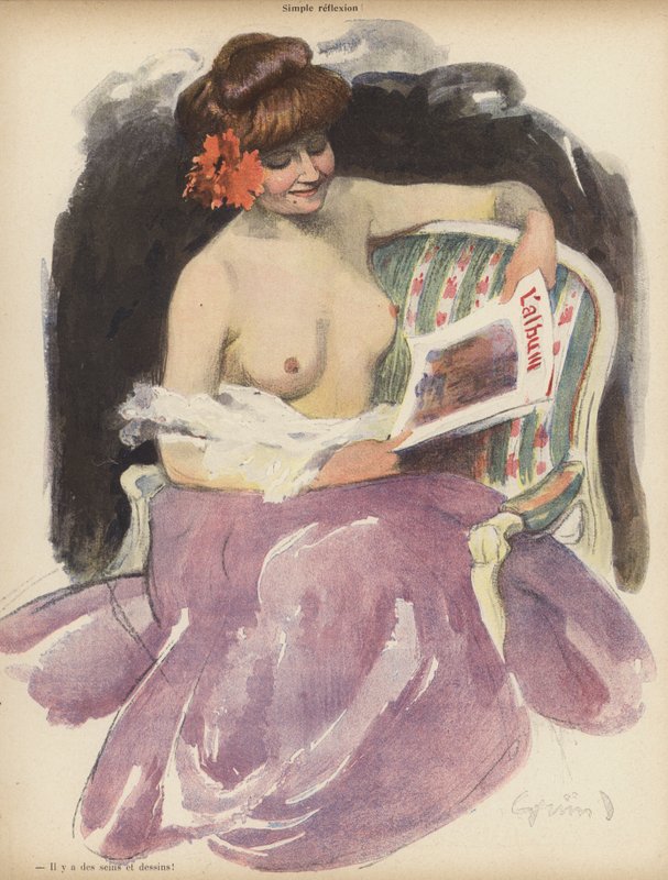 Enkel reflektion (lito i färg) av Jules Alexandre Gruen or Grun