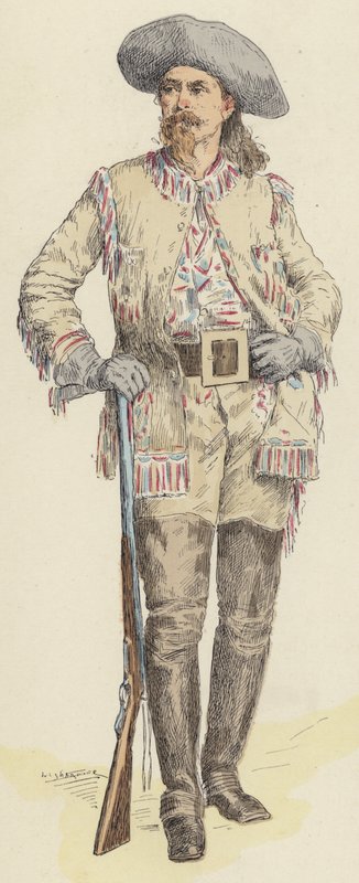 Buffalo Bill (lito i färg) av Jules Arsene (after) Garnier