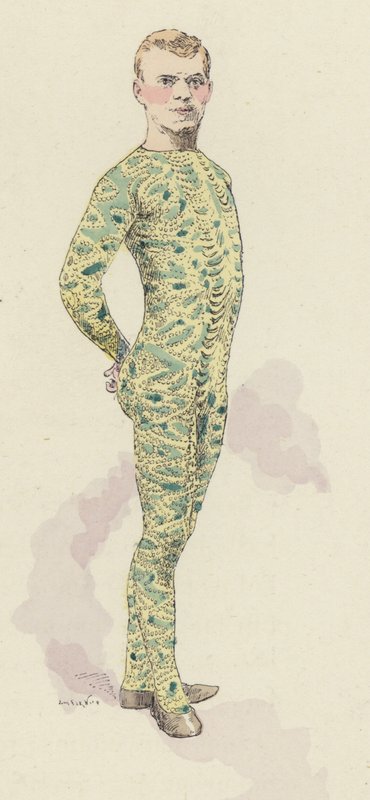 Cirkusgymnast i trikot (färg litho) av Jules Arsene (after) Garnier