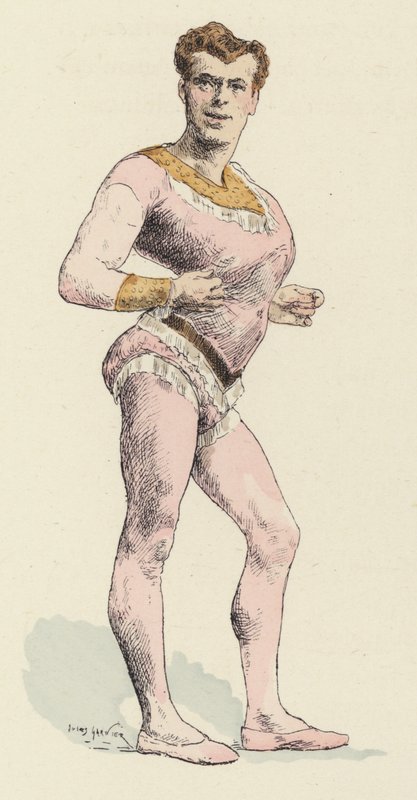 Cirkusstark man, med uttalad bröstkorg (färg litho) av Jules Arsene (after) Garnier